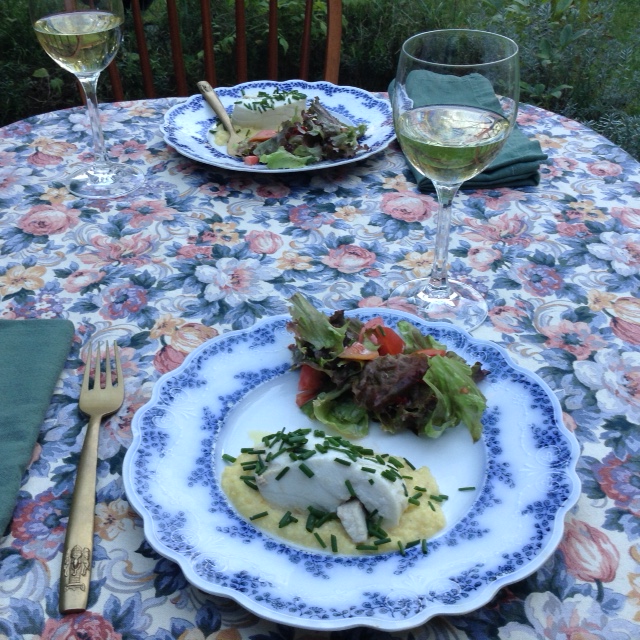 Halibut on Fresh Polenta
